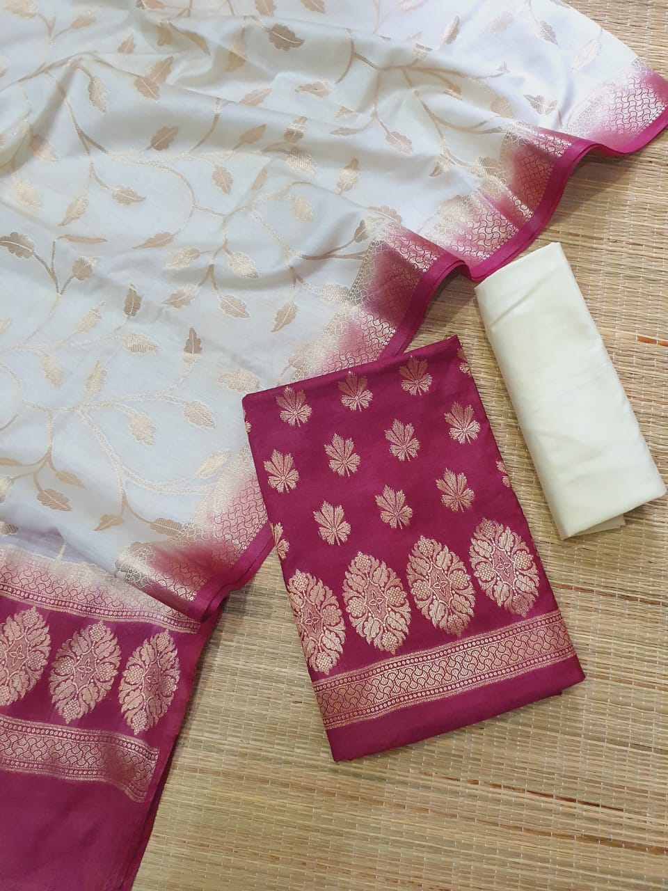 Banarasi Chiniya Silk Katan Unstitched Suit