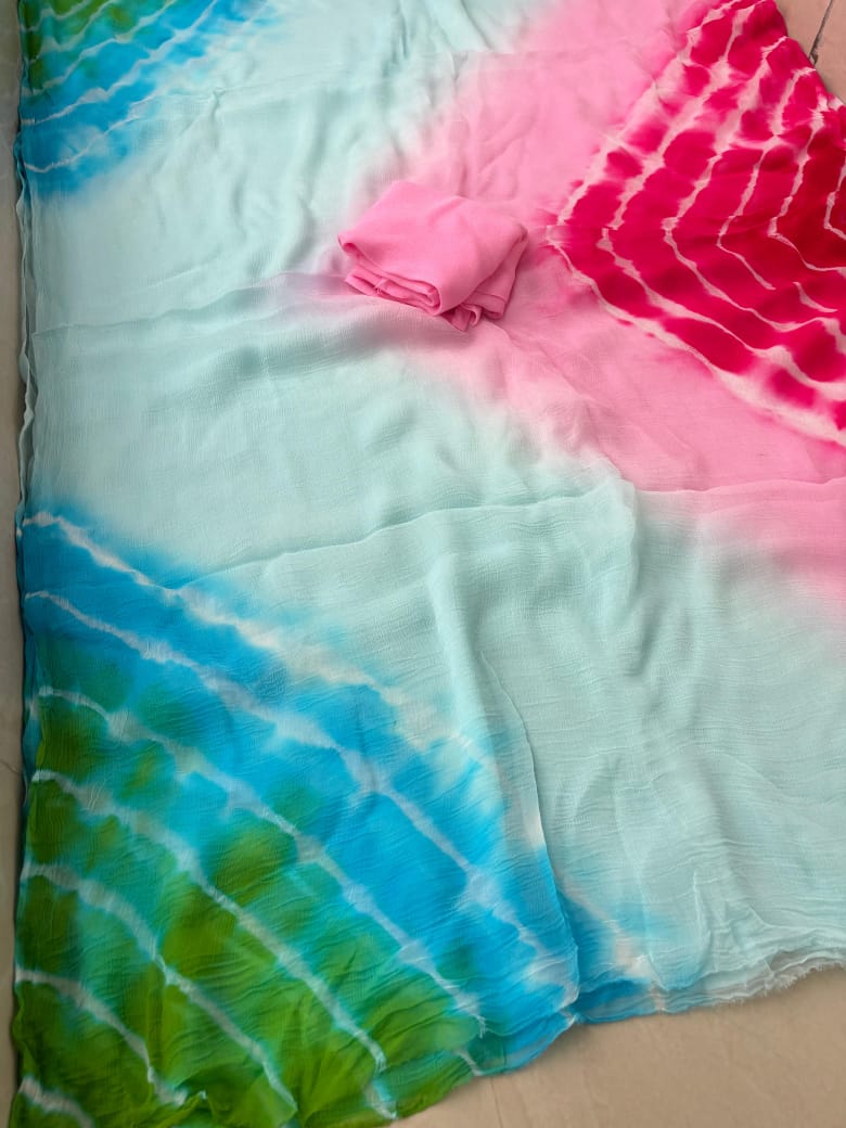 Pure Dimond Chiffon Printed Leheriya Saree.