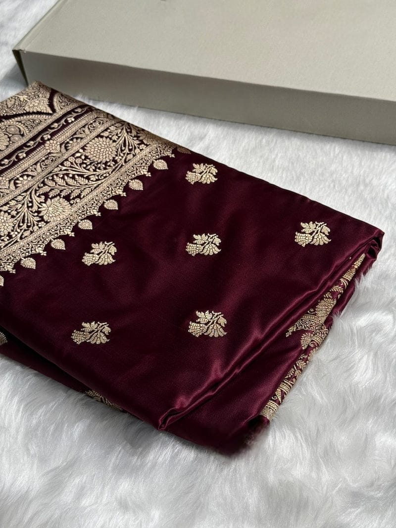 Banarasi Mashru Katan Silk Resham zari Work Saree.