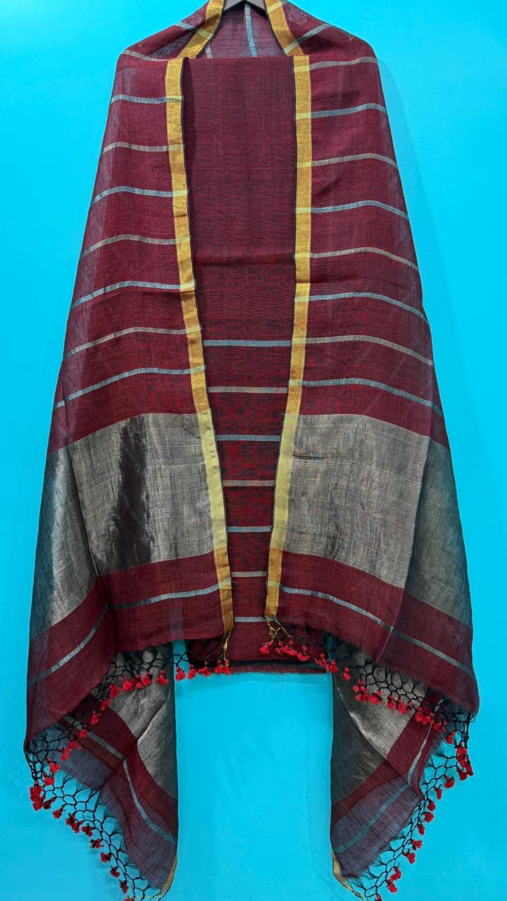 Pure Linen Jamdani Unstitch Suit.