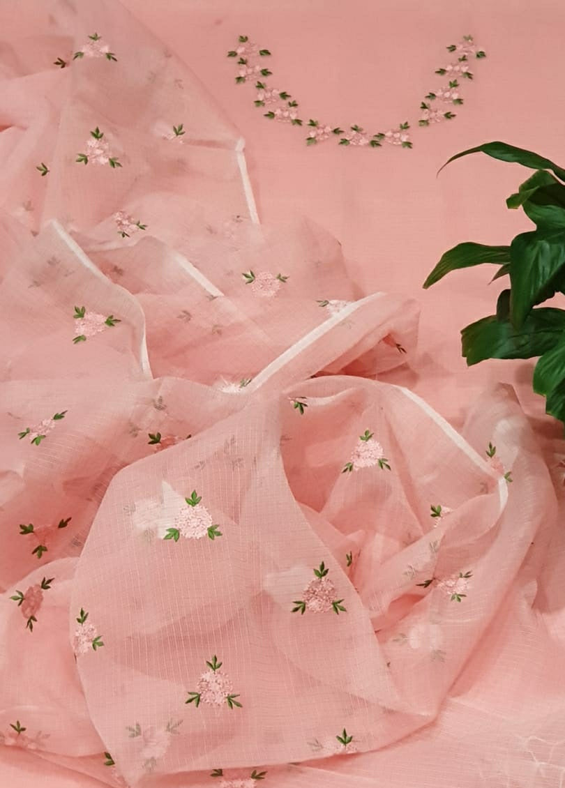 Pure Kota Doria Unstitched suit.