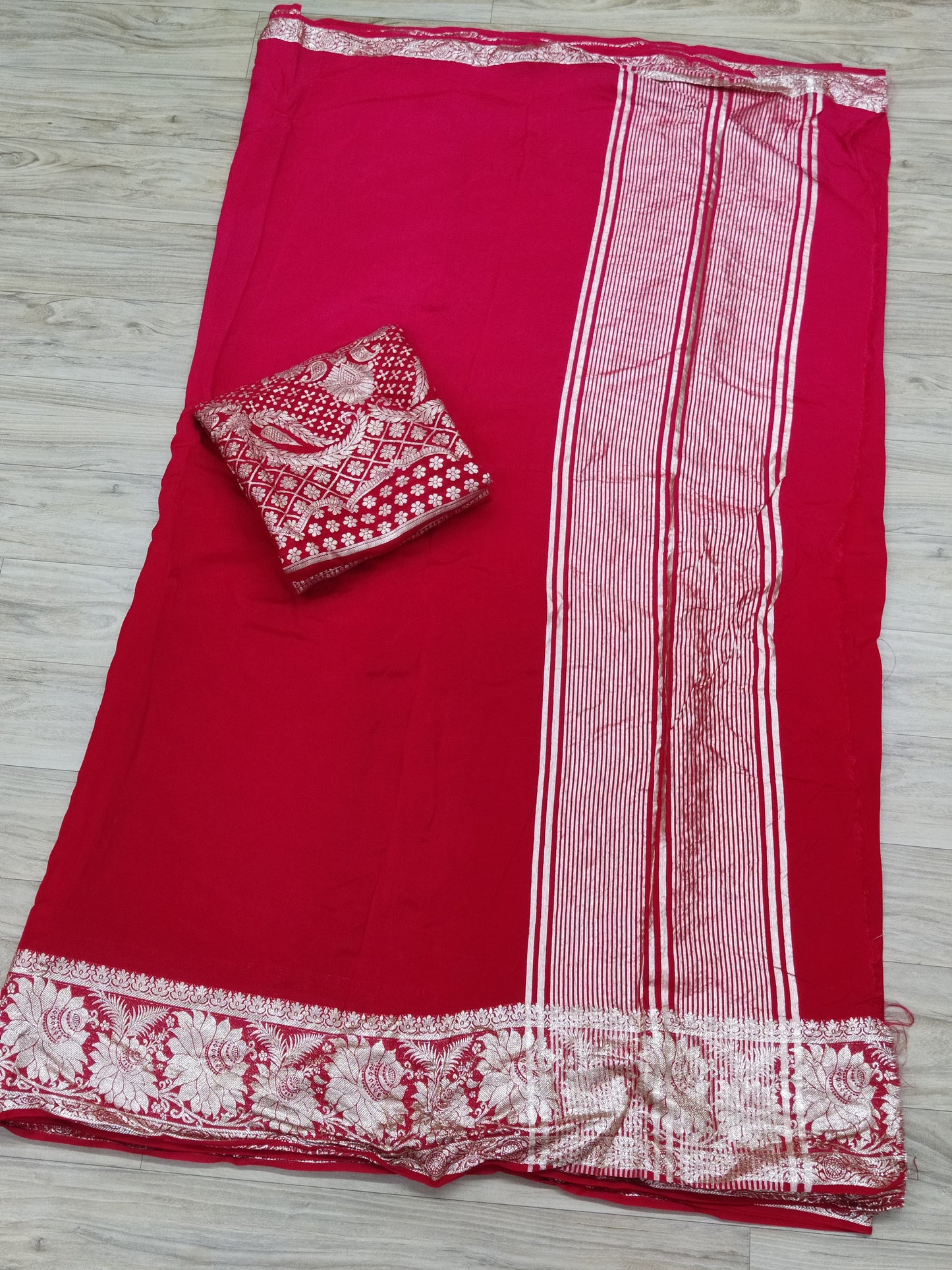 Pure Russian Dola Beautiful allover Zari Border Saree