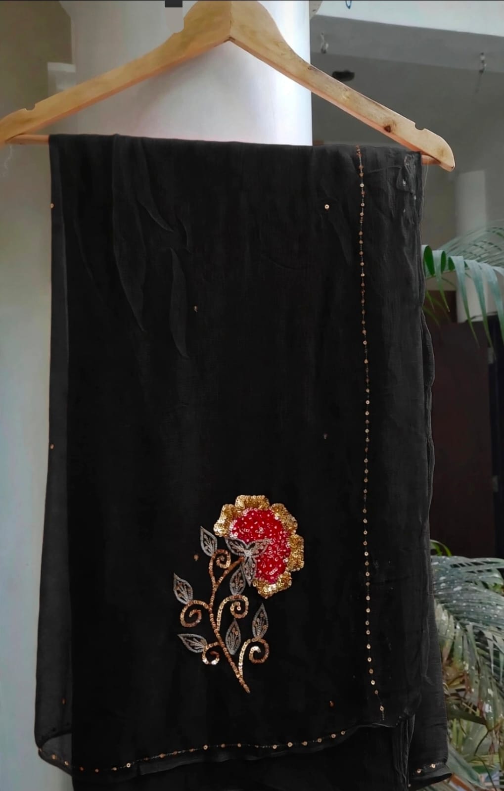 Pure Diamond Chiffon Hand Work Saree.