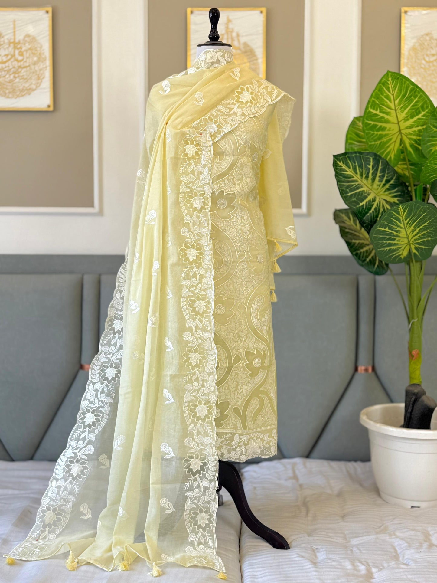 Pure Banarasi Chanderi Silk Embroidery Work Unstitched Suit.