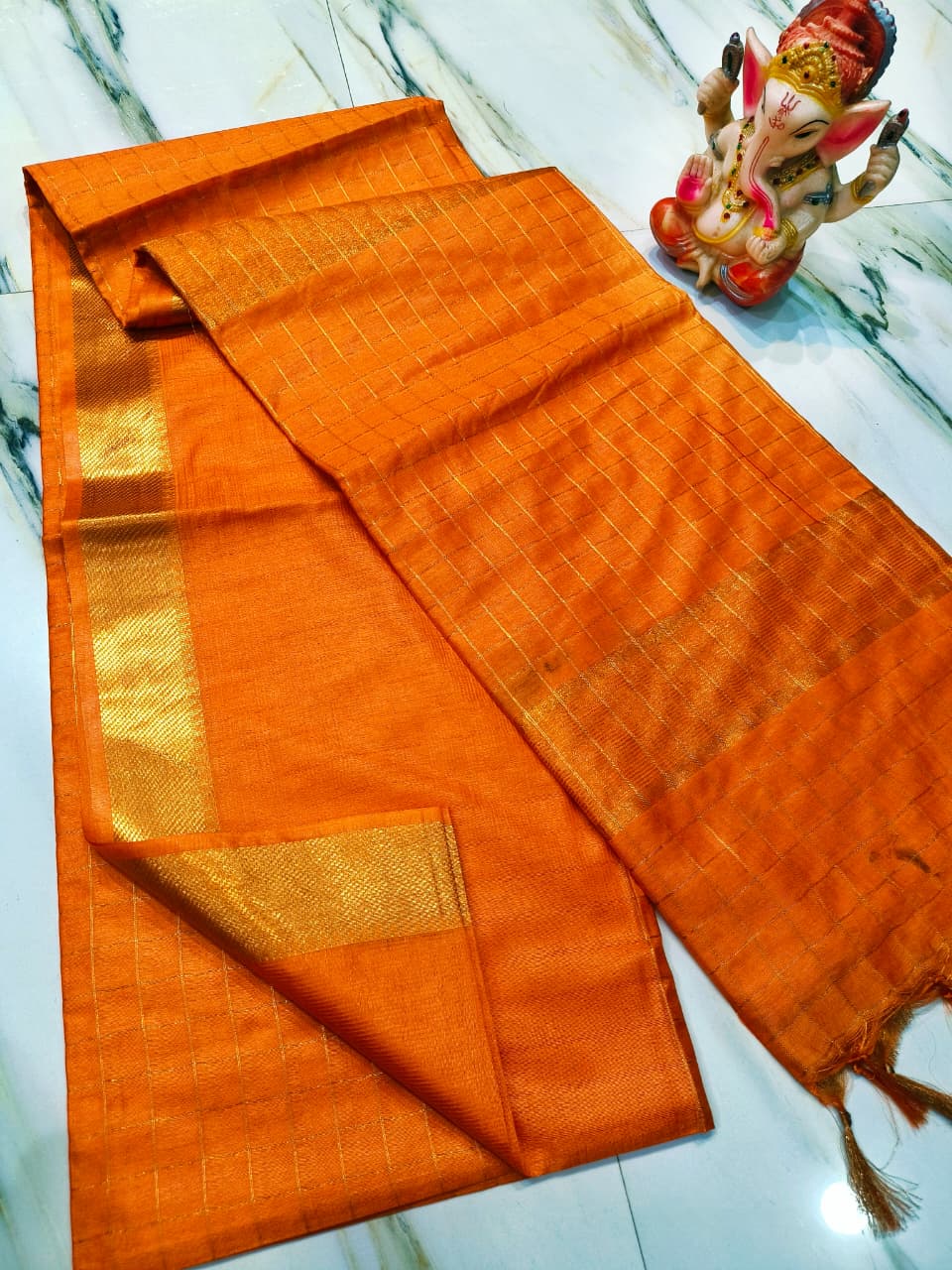 Pure Cotton Silk Mangalagiri Saree With Running Blouse.