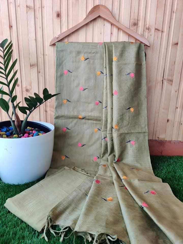 Bhagalpuri Khaddi Cotton EMBROIDERY work Unstitched Suits.