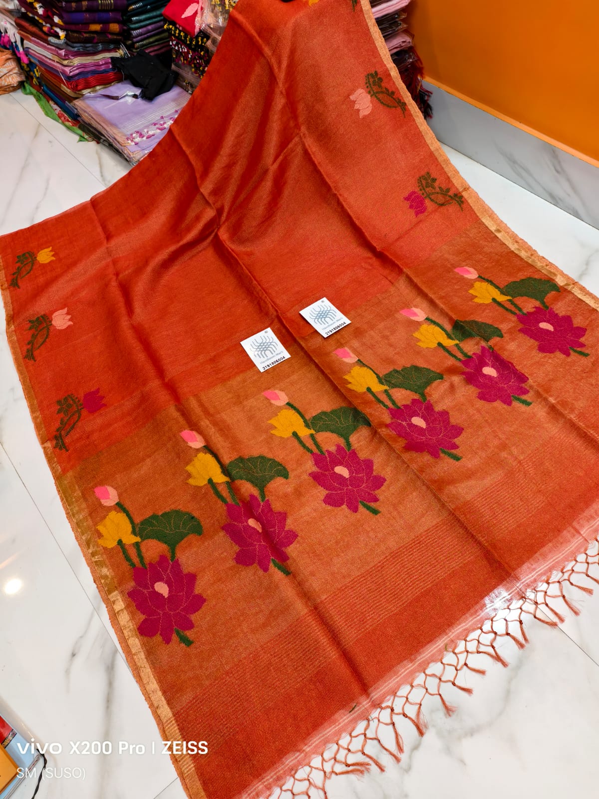 Pure Linen Tissue Saree with Blouse.