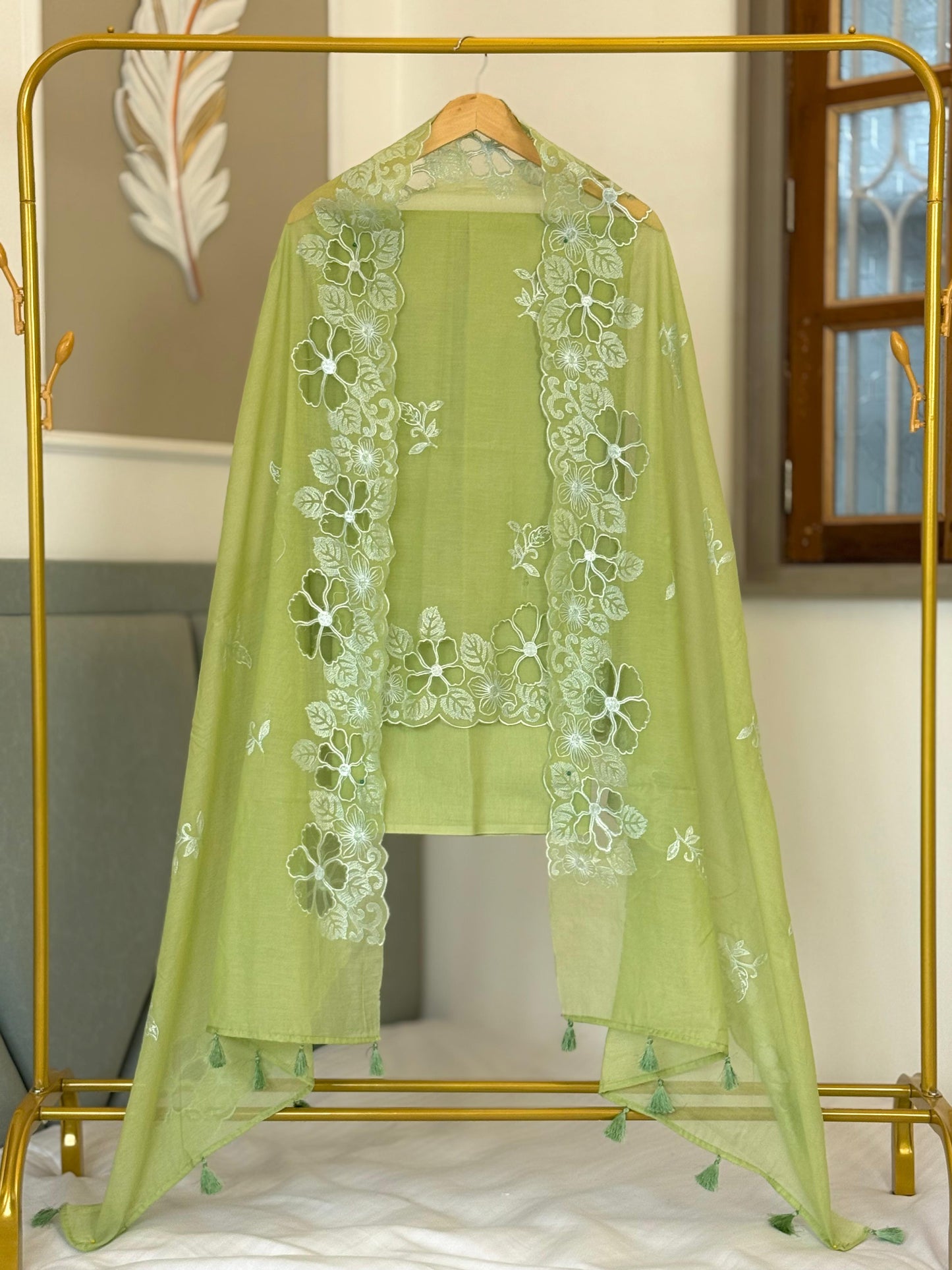 Banarasi Chanderi Silk Embroidery Work Unstitched Suit