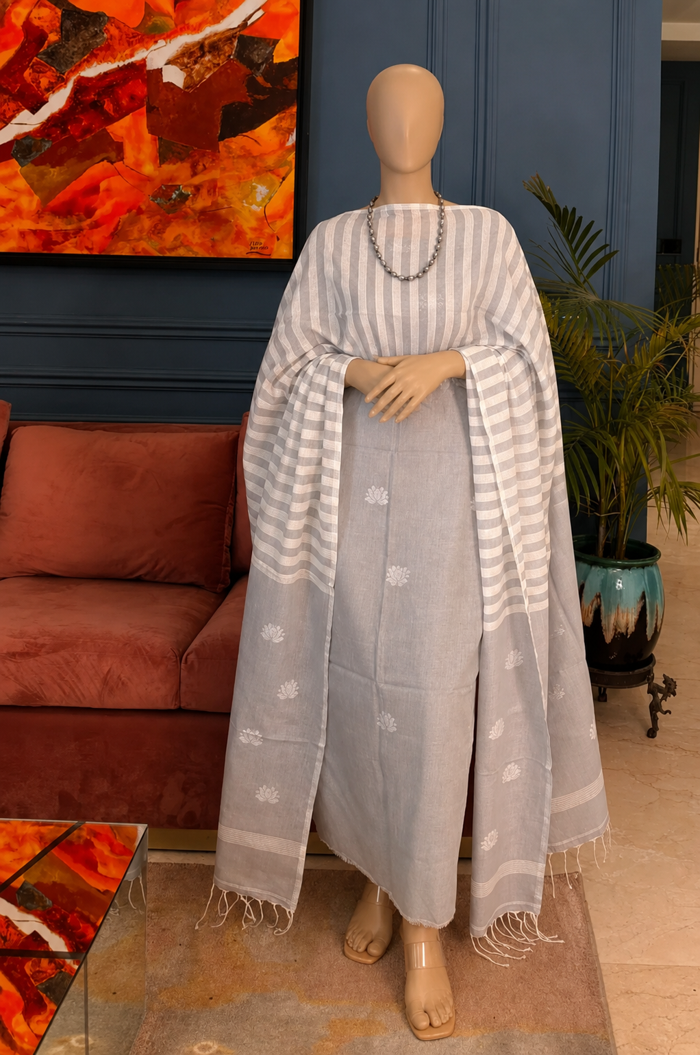 Pure Cotton Jamdani Unstitch Suit.