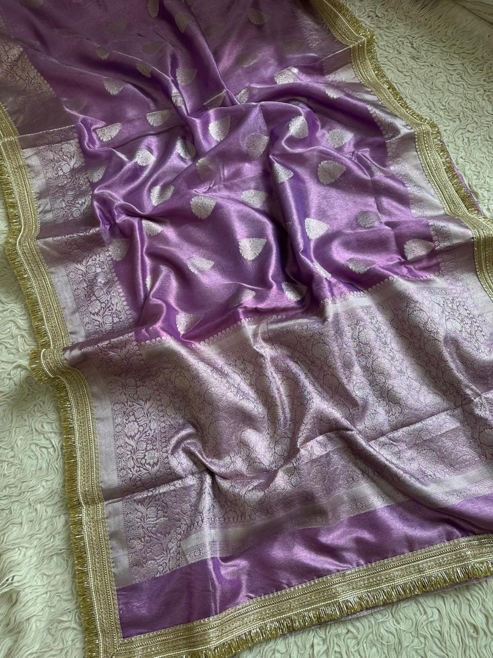 Banarasi Tissue lace Work Soft Silk Saree.