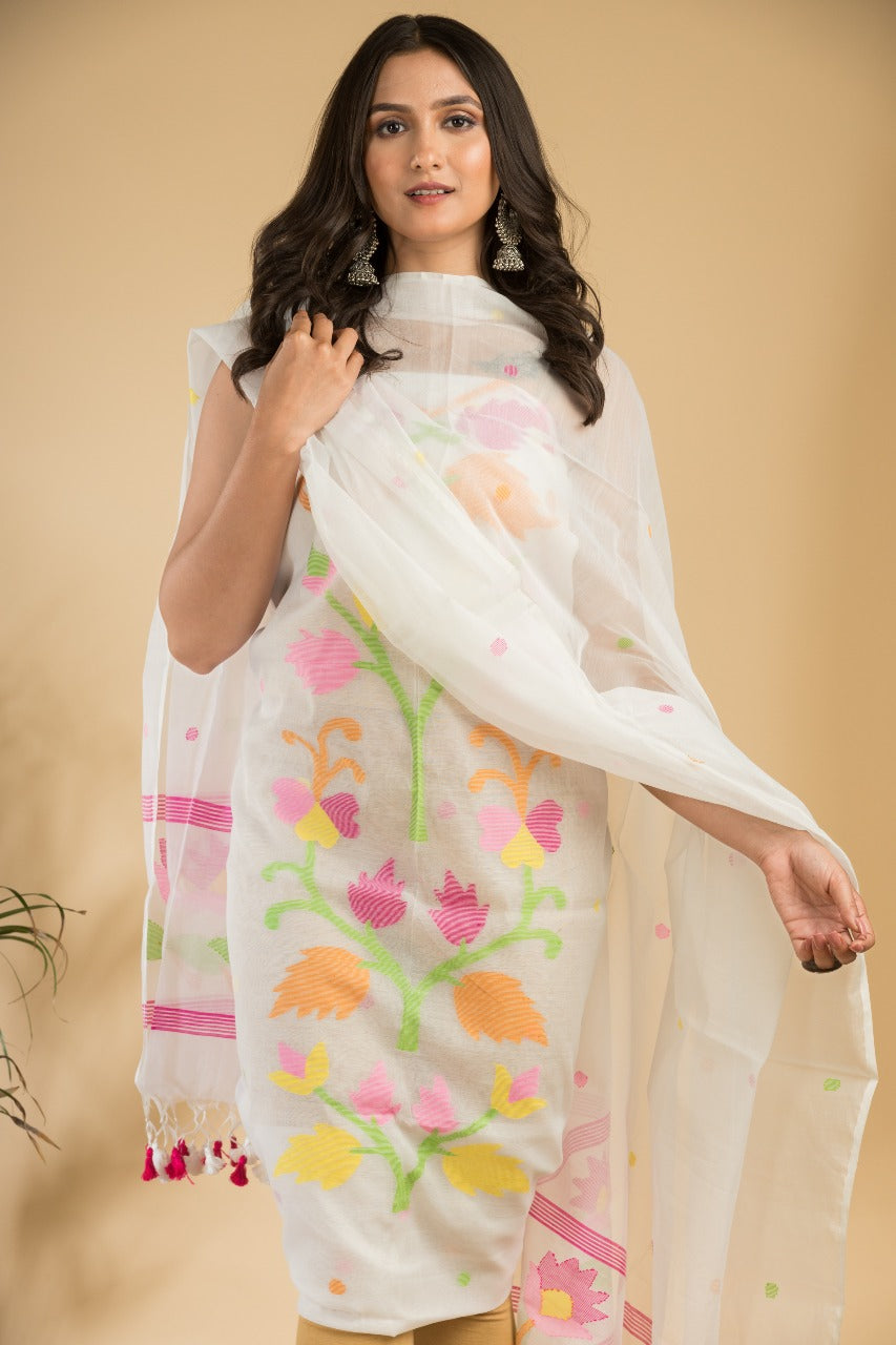 Pure Jamdani Unstitch Suit.