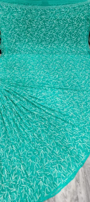 Lucknowi Tepchi Jaal Work Saree.