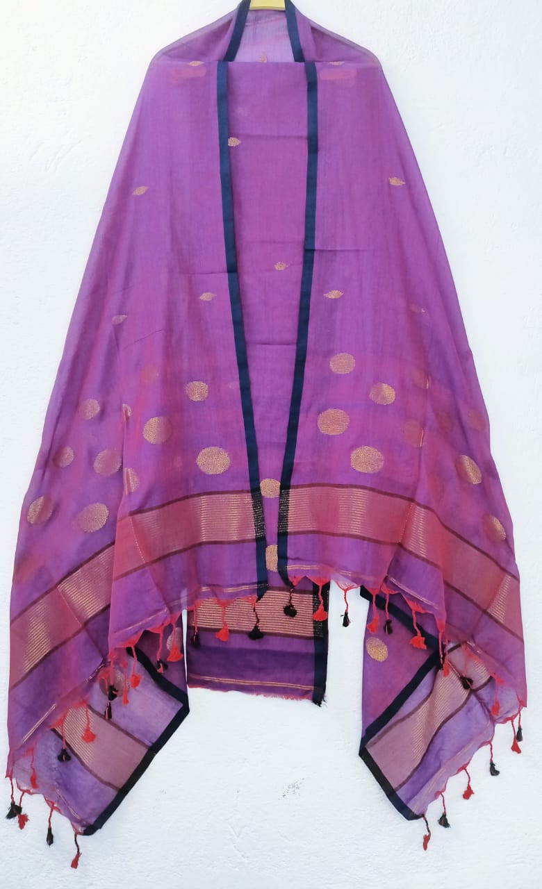Pure Maheswari Silk Cotton Handwoven Unstitch Suit.