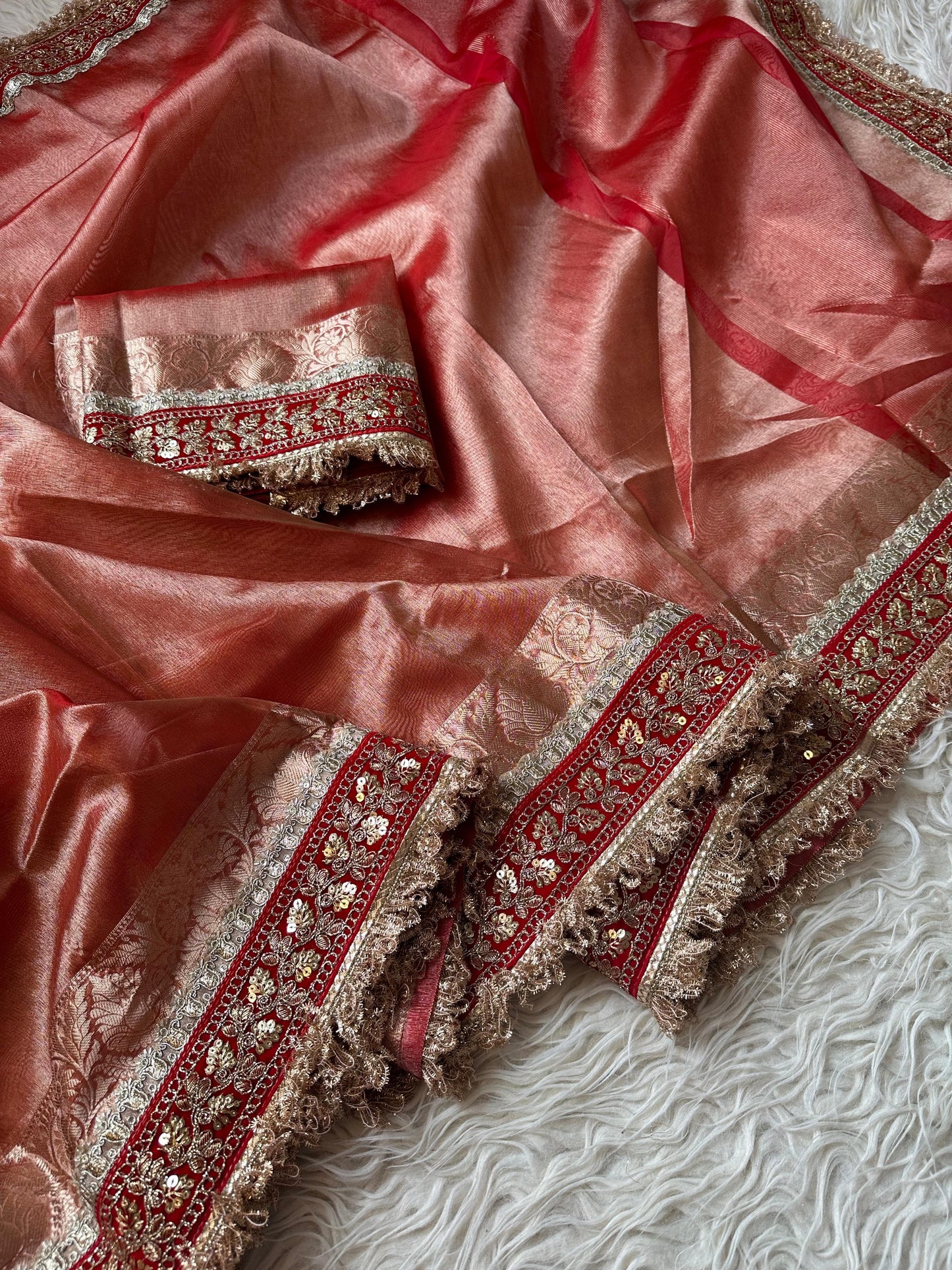 Banarasi Tissue lace Work Soft Silk Saree