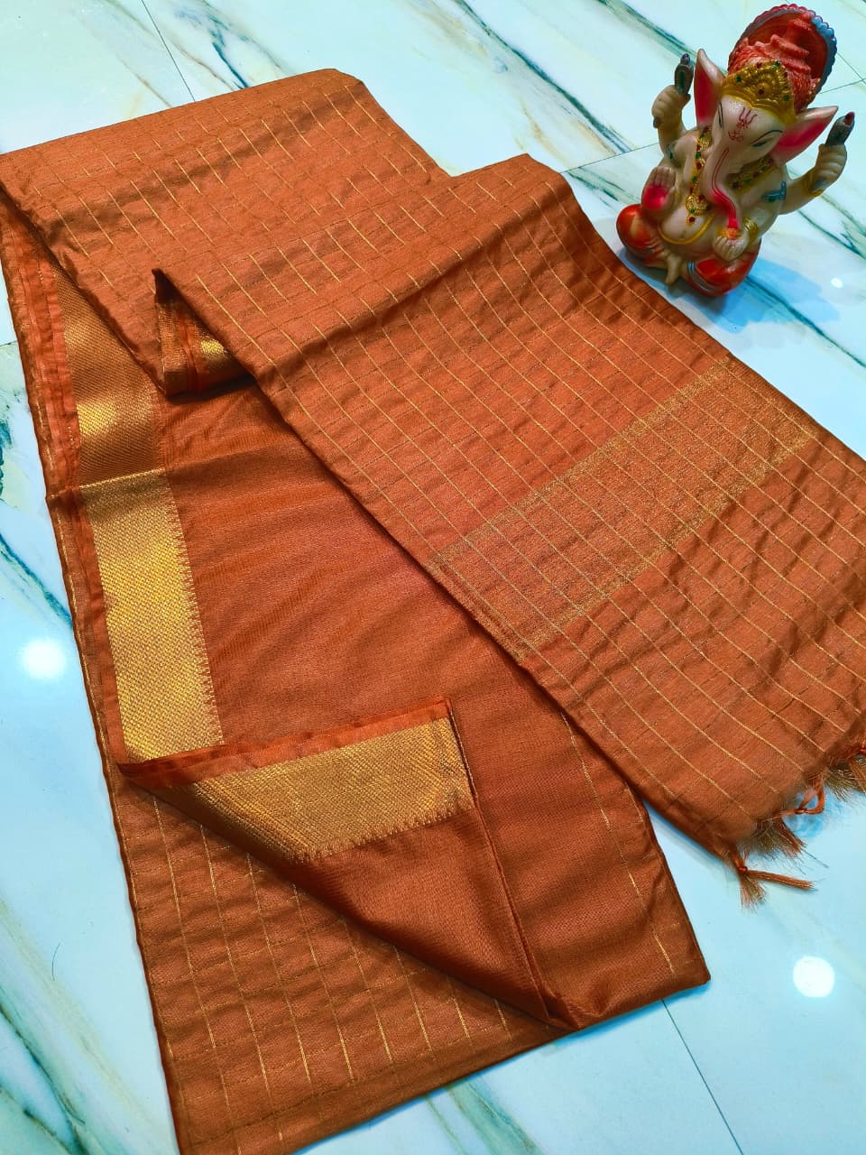 Pure Cotton Silk Mangalagiri Saree With Running Blouse.