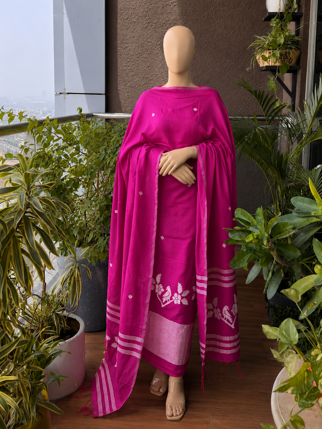Pure Cotton Jamdani Unstitch Suit.