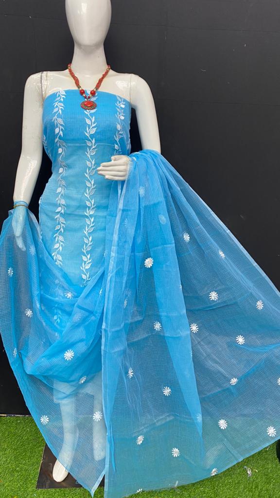 Pure Kota Doria Unstitched suit.