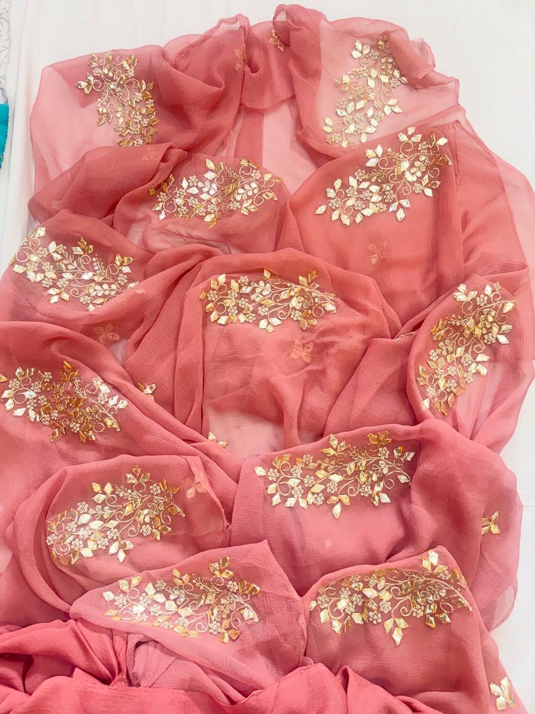 Pure Diamond Chiffon Gota Work Saree With Blouse