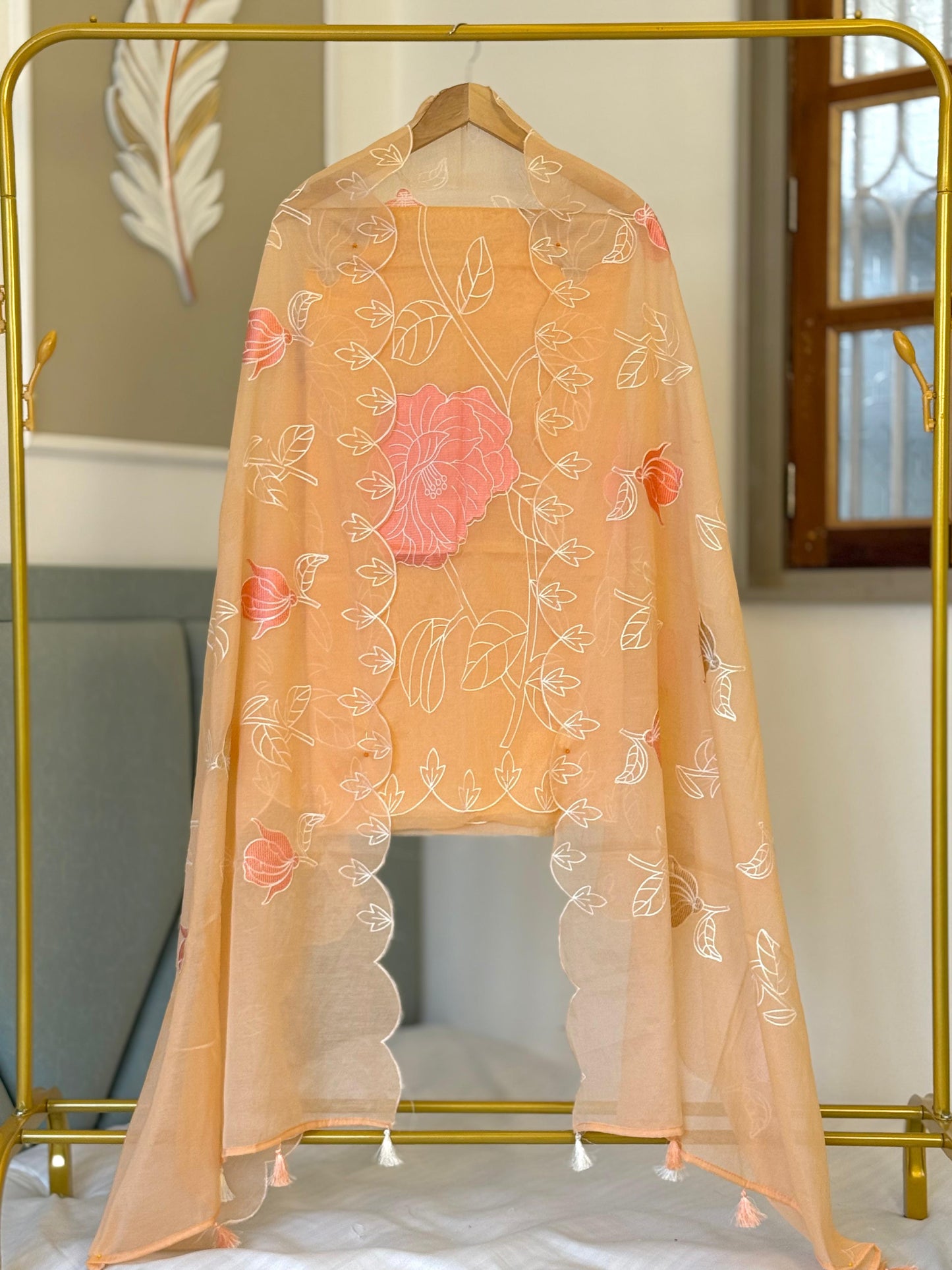 Banarasi Chanderi Silk Embroidery Work Unstitched Suit