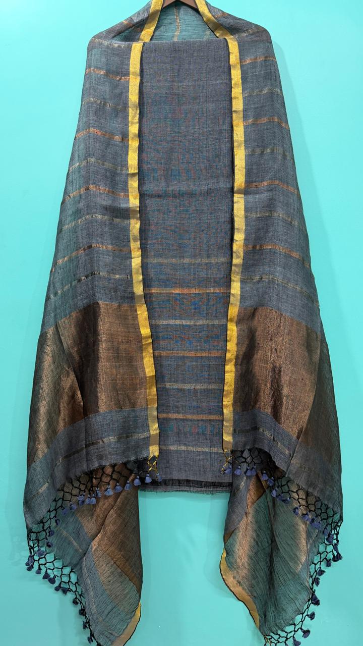 Pure Linen Jamdani Unstitch Suit.