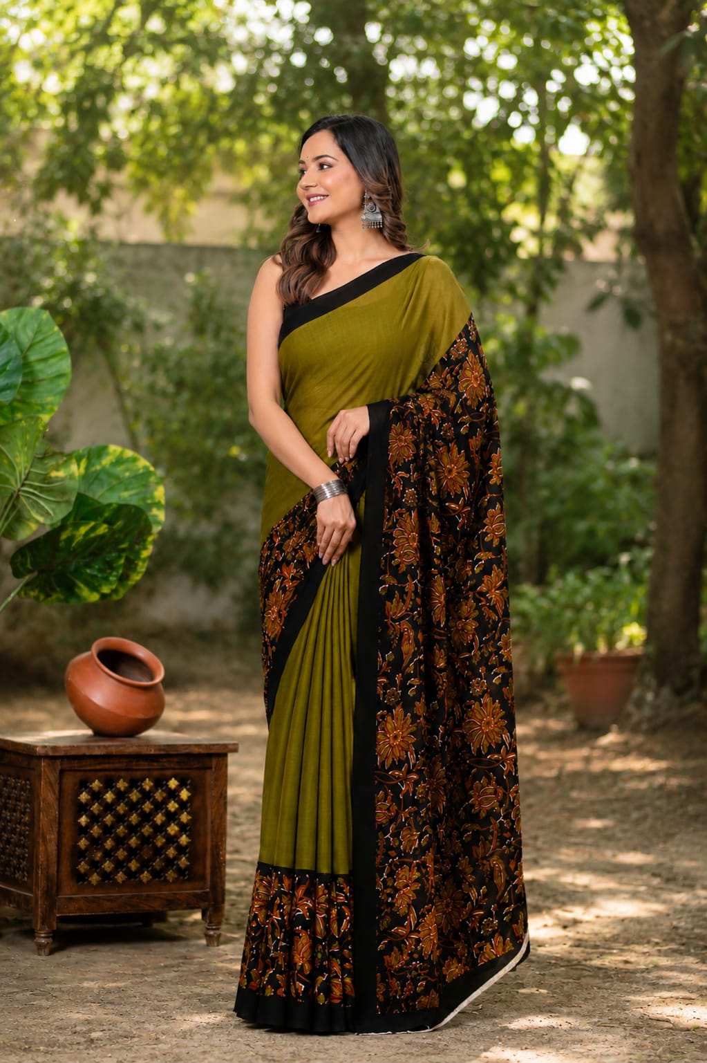 Pure Cotton Hand Block Printed Saree With Blouse.