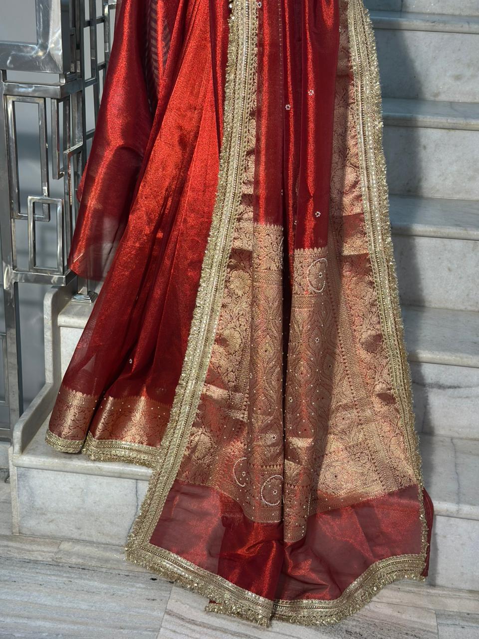 Banarasi Tissue lace Work Soft Silk Saree.