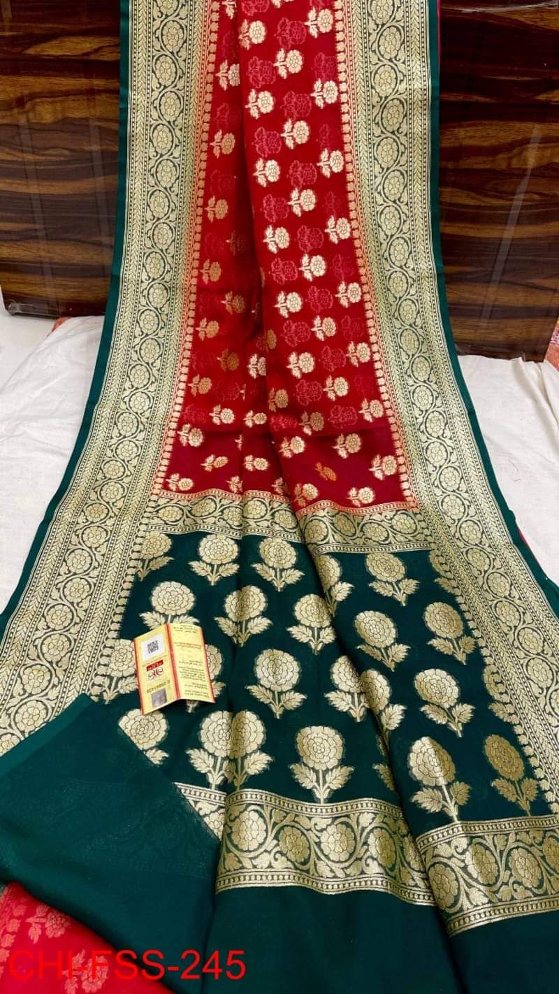 Banarasi Semi Georgette Silk Sarees With Blouse