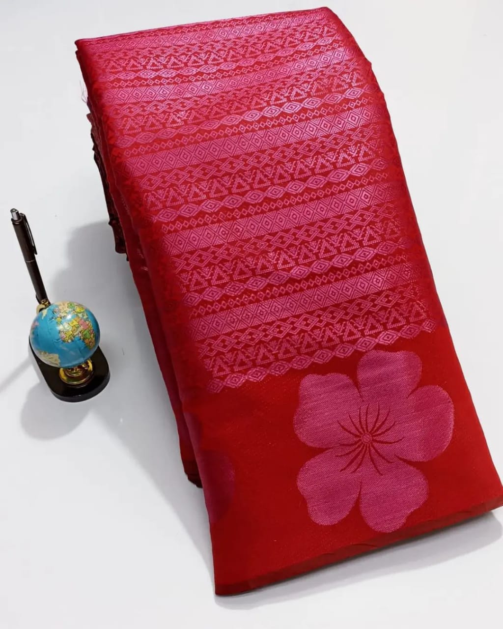 Banarasi Pink Zari Tapeta Silk Saree Designer Rich Pallu