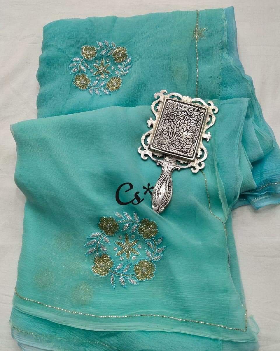 Pure Diamond Chiffon Saree With Blouse