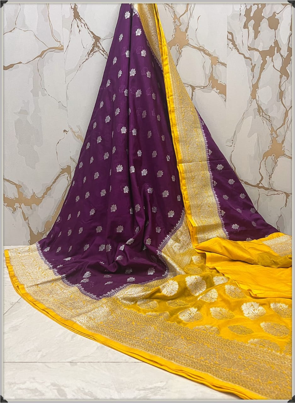 Banarasi Handloom Khaddi Semi Georgette Silk Saree With Blouse