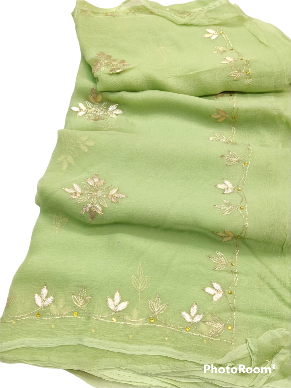 Pure Chiffon Gota Patti Saree With Running Blouse