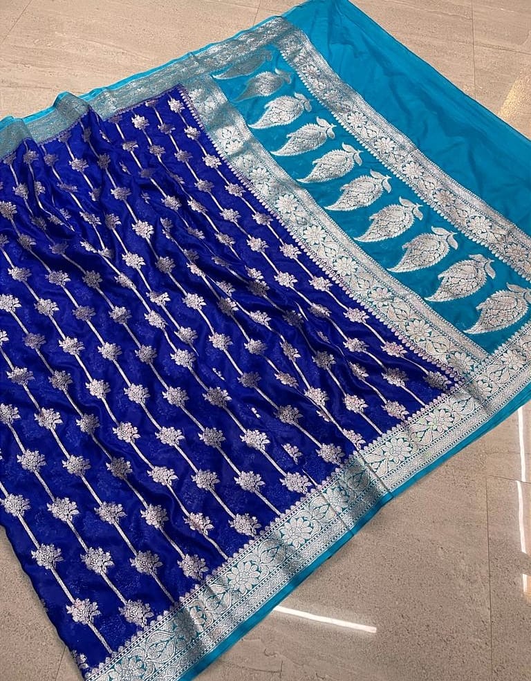 Banarasi Handloom Semi Katan Silk Saree With Blouse