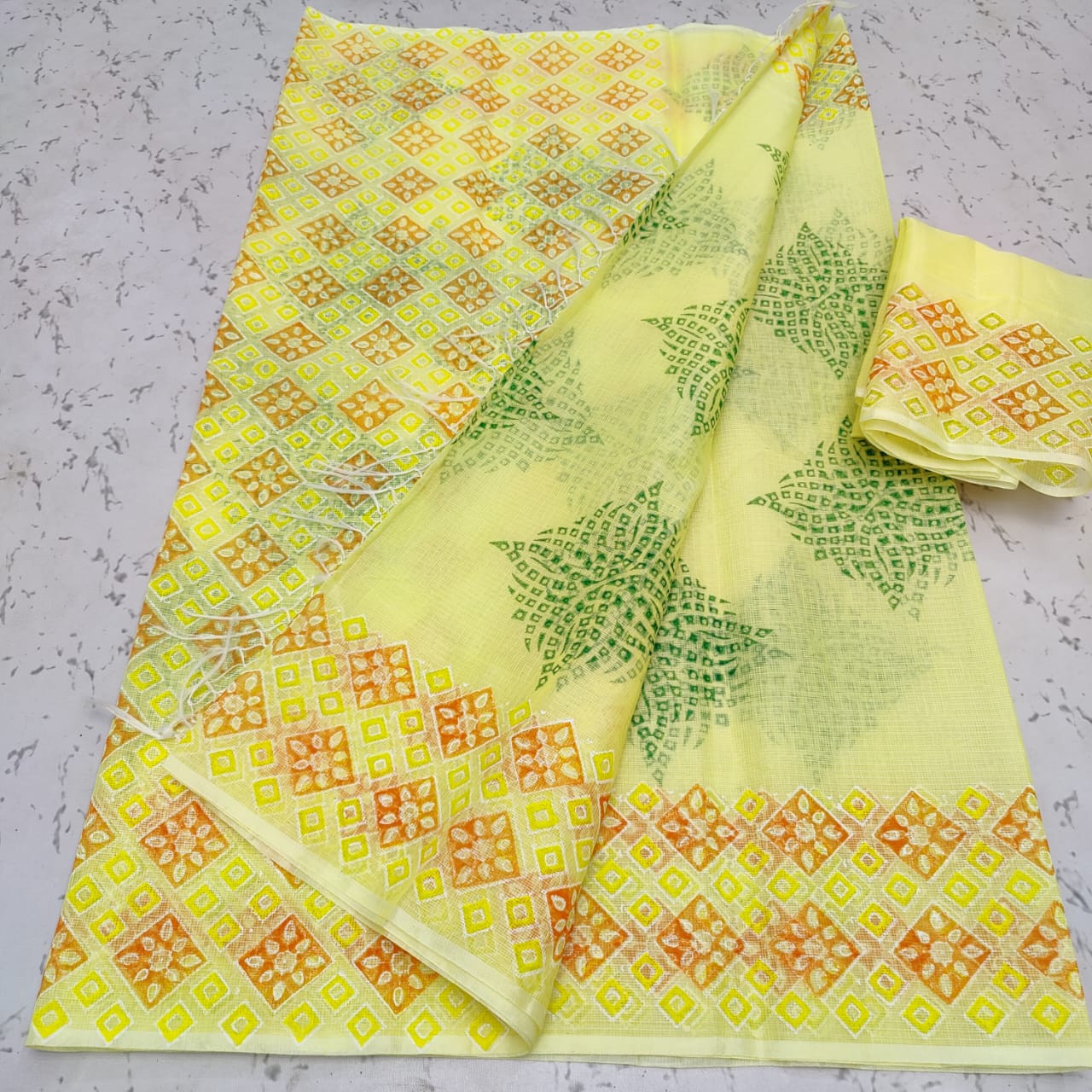 Cotton Kota Block Printed Saree With Blouse