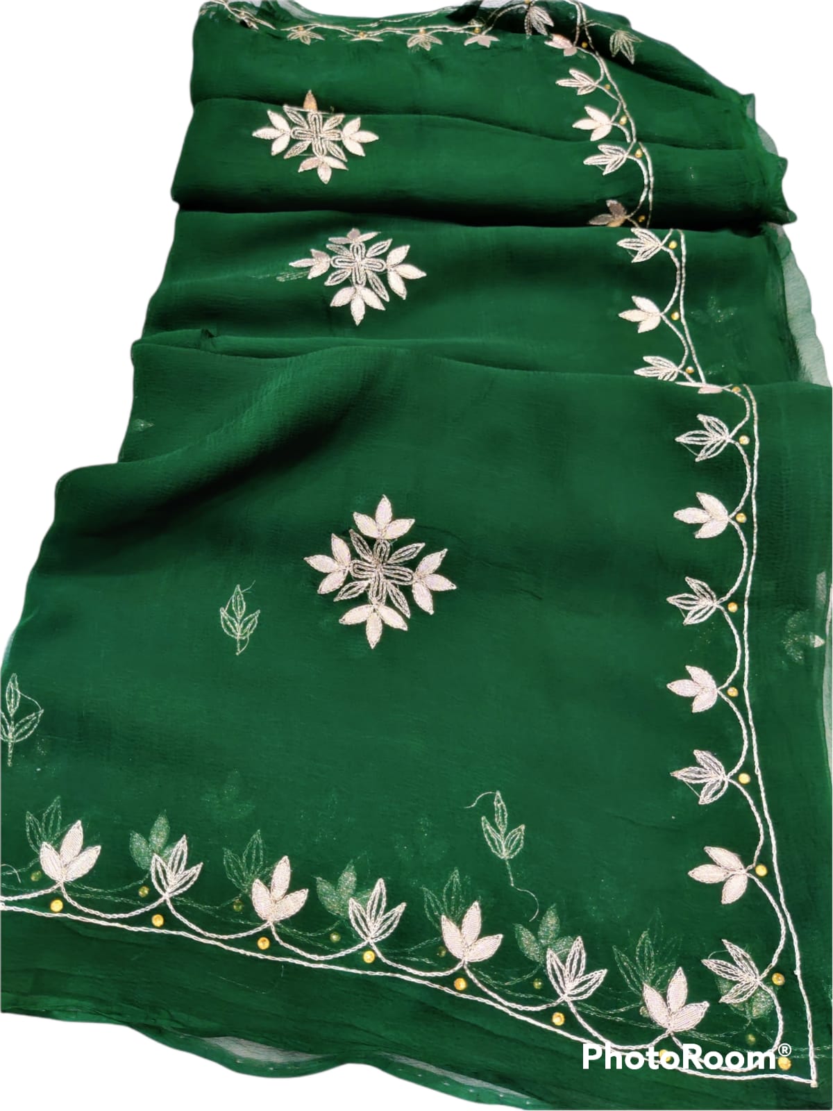 Pure Chiffon Gota Patti Saree With Running Blouse
