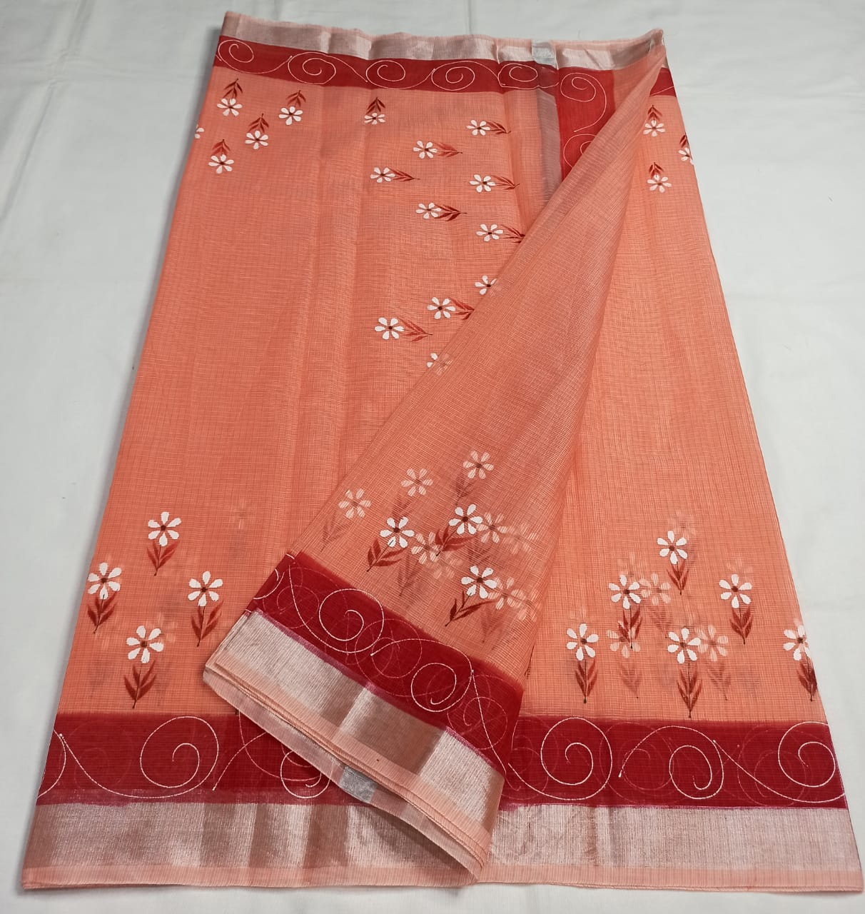 Pure Kota Doriya Hand Painting Saree With Blouse