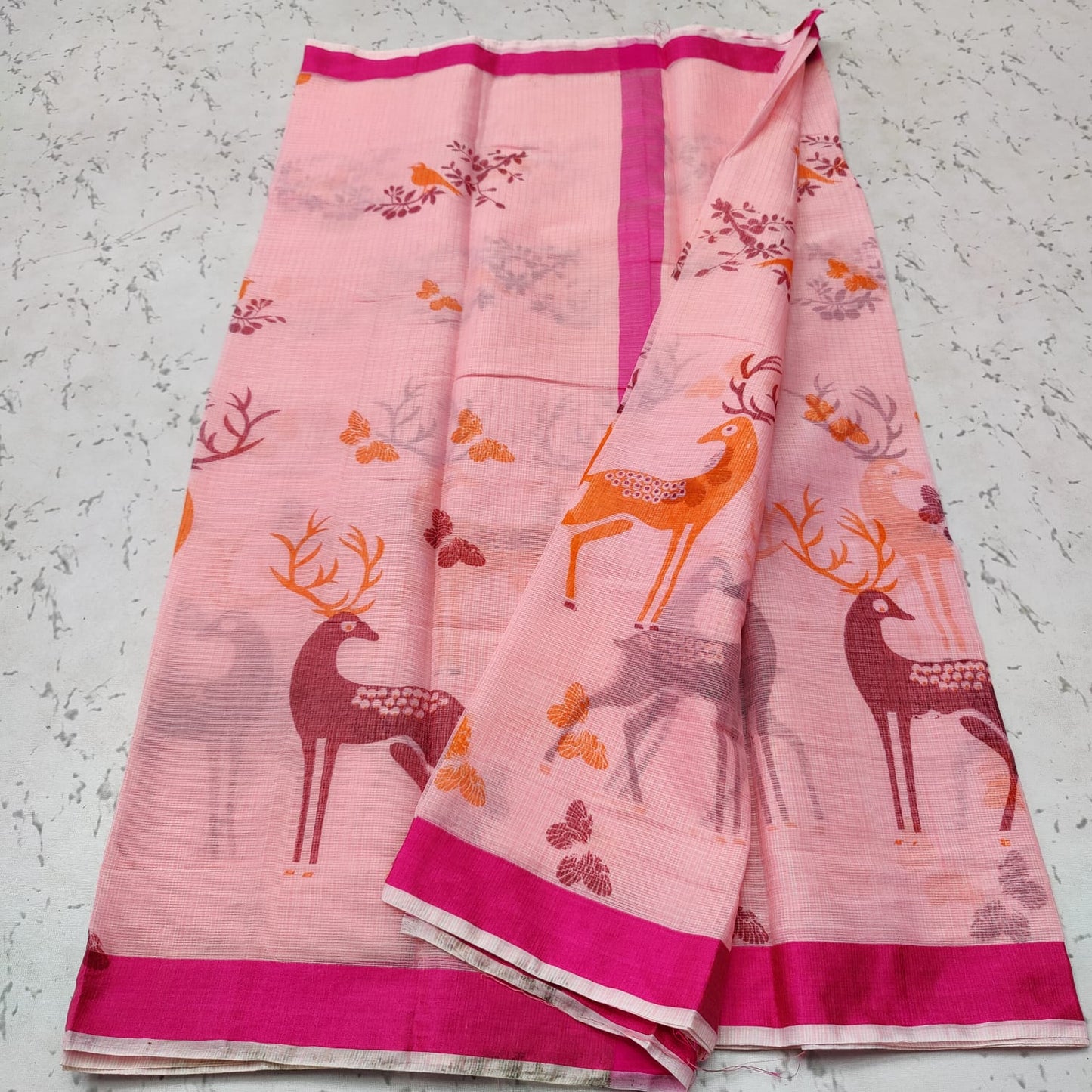 Pure Kota Doriya Block Printed Saree With Blouse