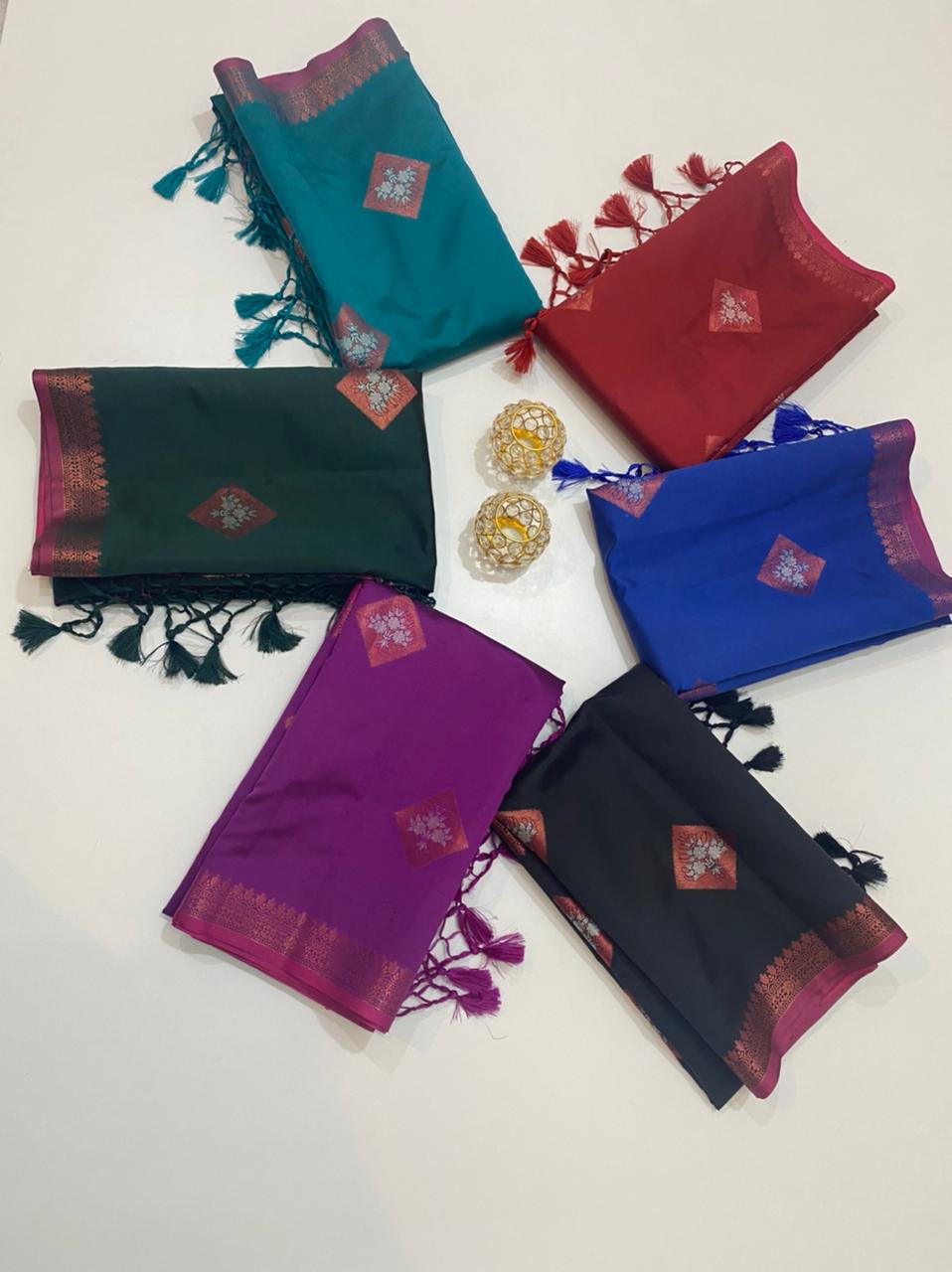 Banarasi Tapeta Soft Zari Silk Saree Designer Rich Pallu