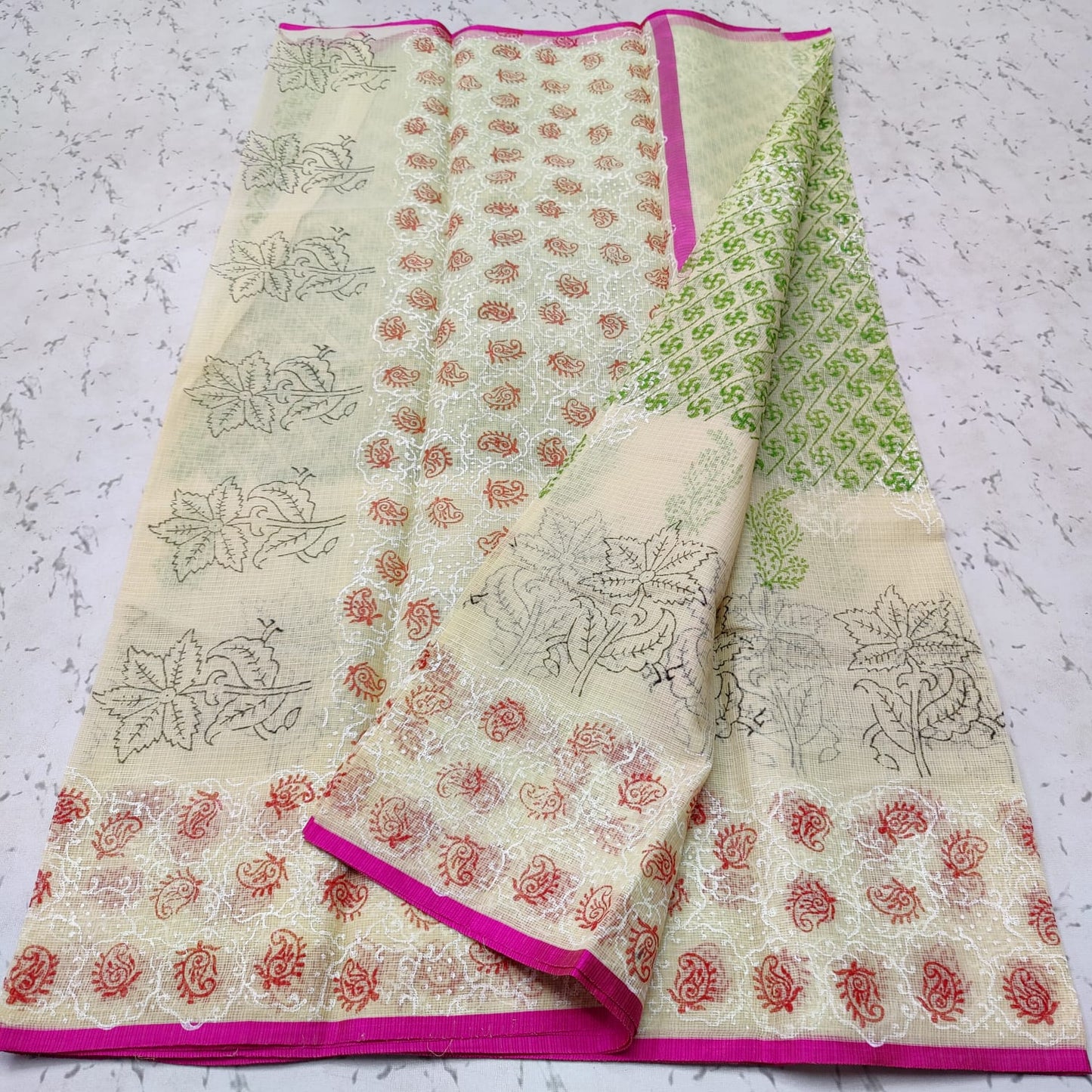 Pure Kota Doriya Block Printed Saree With Blouse