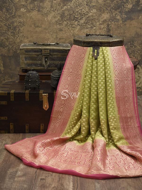 Banarasi Semi Georgette Soft Silk Saree Designer Rich Pallu