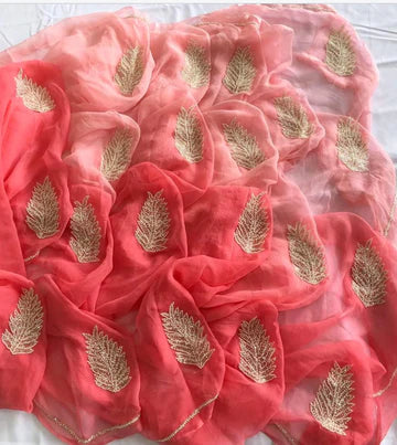 Pure Chiffon Handwork Saree With Blouse