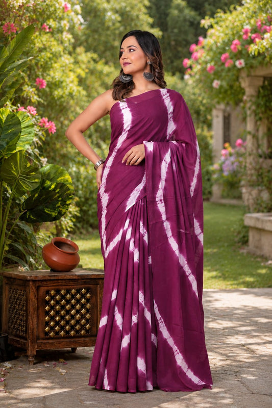 Pure Cotton Hand Block Printed Saree With Blouse.