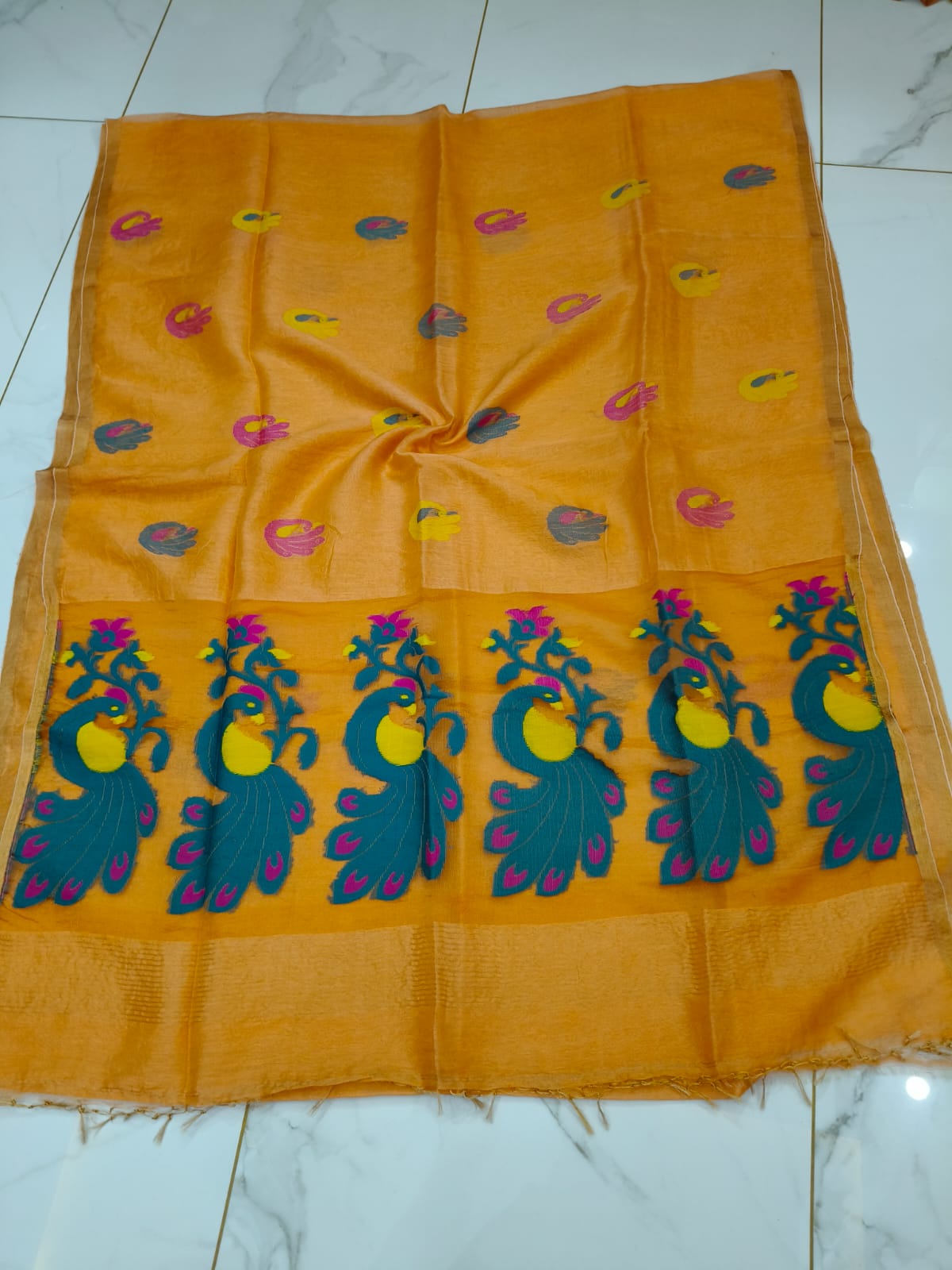 Pure Linen Tissue Saree with Blouse.