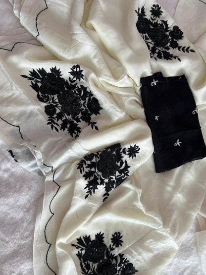 Pure Diamond Chiffon Beautiful Hand Work Saree