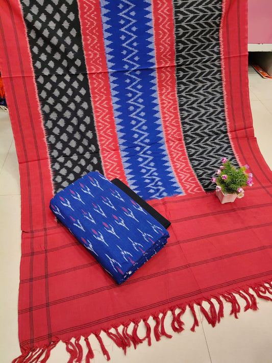 Pure Double Ikkat Cotton Unstitched Suit.