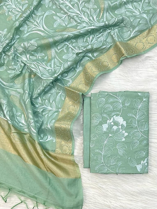 Banarasi Chanderi Embroidery Word Unstitched Suit