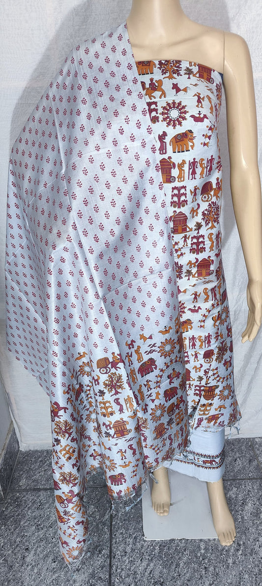 Bhagalpuri Katan Madhubani Printed Suits