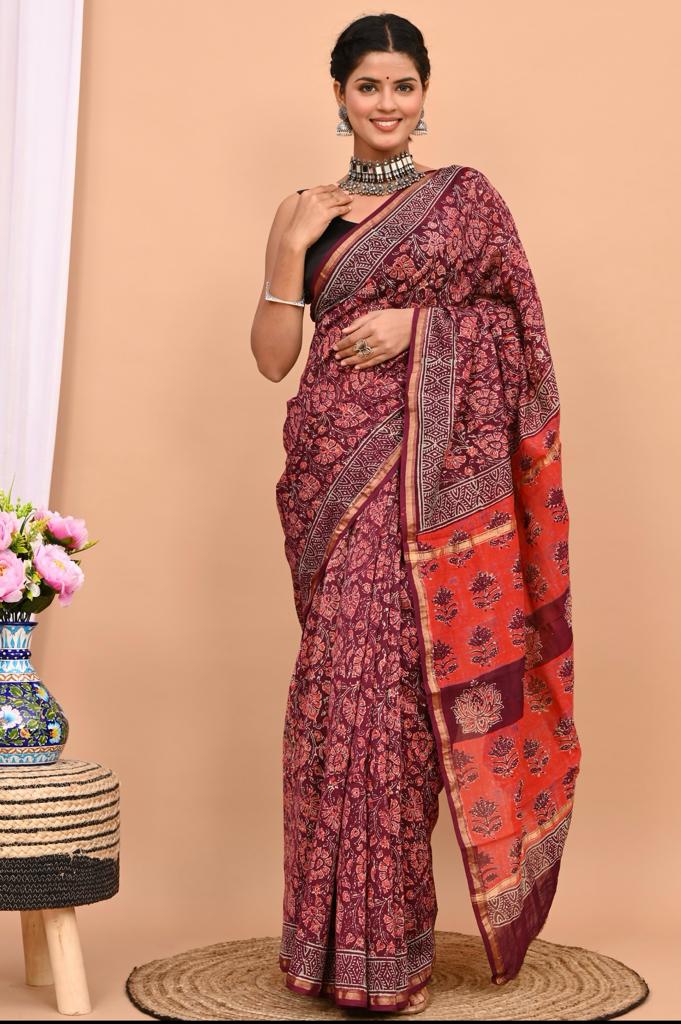 Beautiful Pure Chanderi Printed Silk Saree