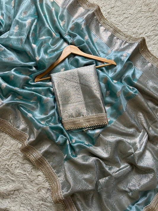 Banarasi Tissue lace Work Soft Silk Saree.