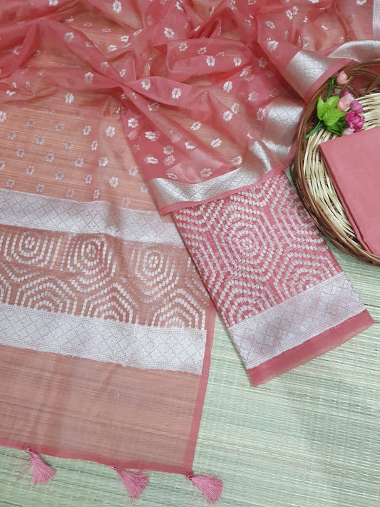 Banarasi Organza Silk Unstitched Suit