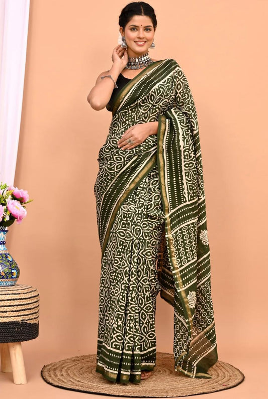 Beautiful Pure Chanderi Printed Silk Saree